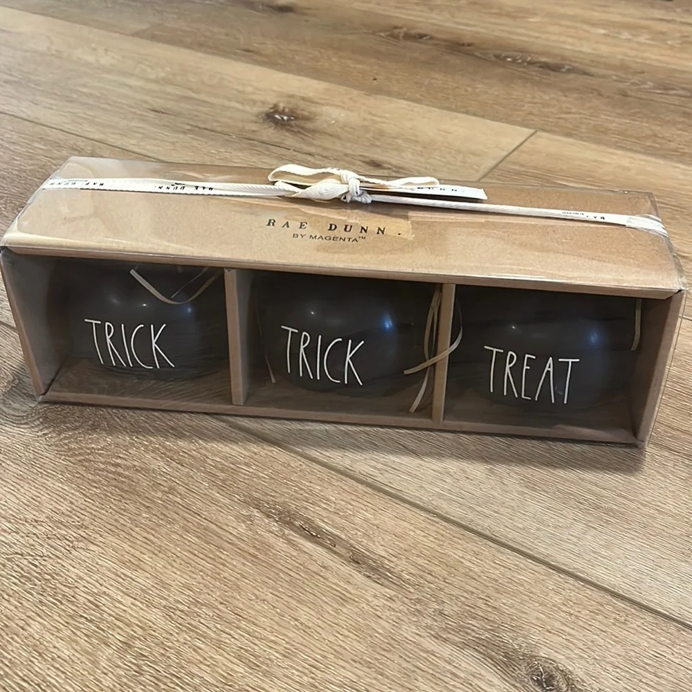 Rae Dunn Trick Trick Treat Black Pumpkin Set | Halloween Decor | NIB